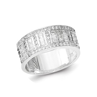 Sterling Silver CZ Baguettes/Rounds Ring