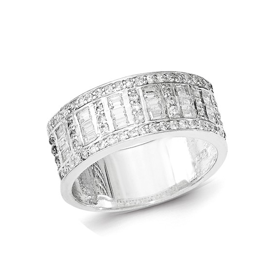 Sterling Silver CZ Baguettes/Rounds Ring