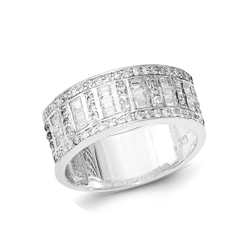 Sterling Silver CZ Baguettes Rounds Ring