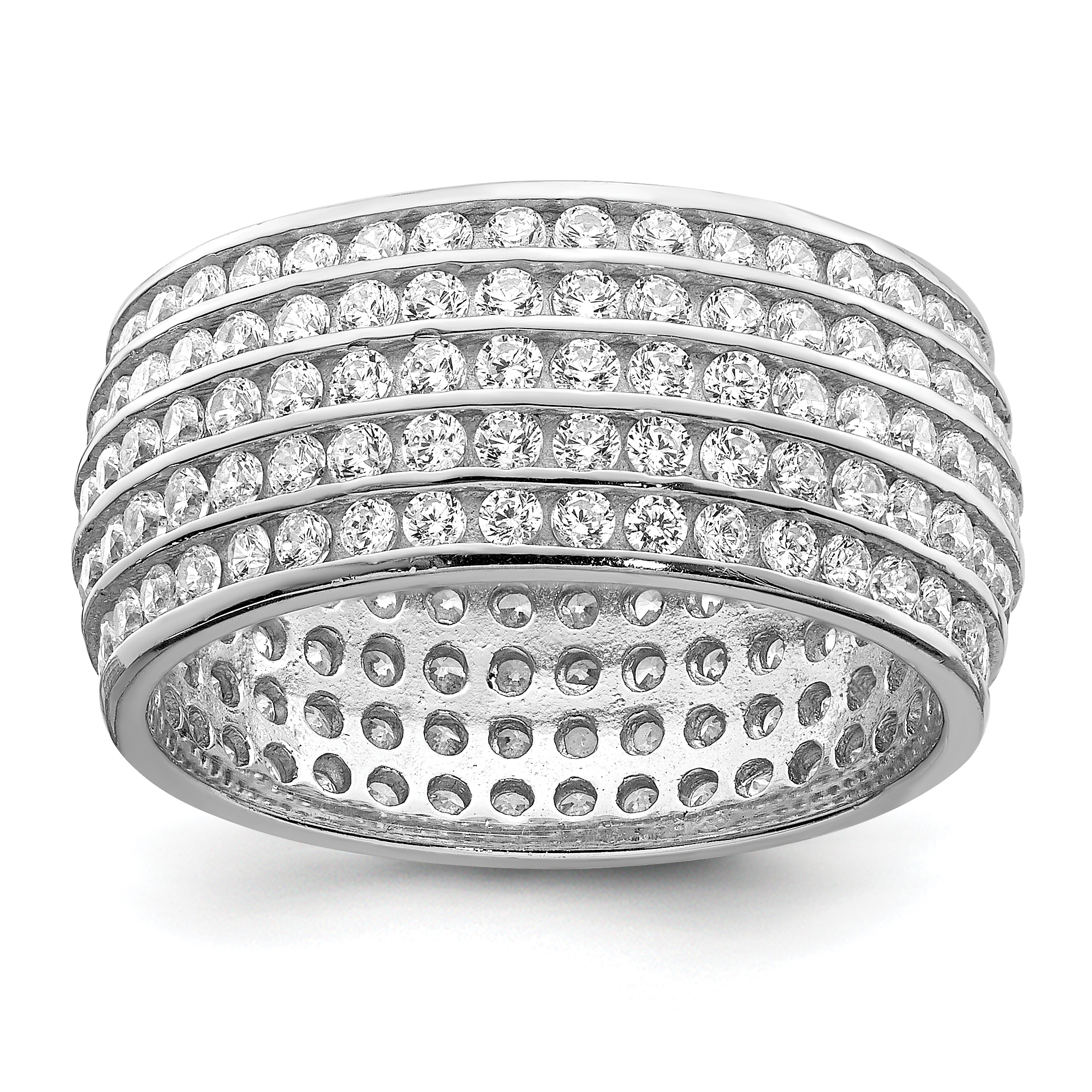 Sterling Silver Rhodium-plated 5-row Eternity Ring (QR6273-6)