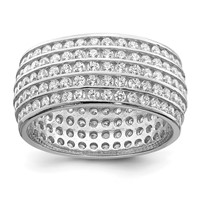 Sterling Silver Rhodium-plated 5-row Eternity Ring view 1