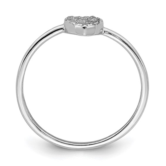 Sterling Silver Rhodium-plated Polished CZ Heart Ring