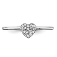 Sterling Silver Rhodium-plated Polished CZ Heart Ring view 5