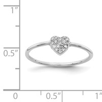 Sterling Silver Rhodium-plated Polished CZ Heart Ring view 4