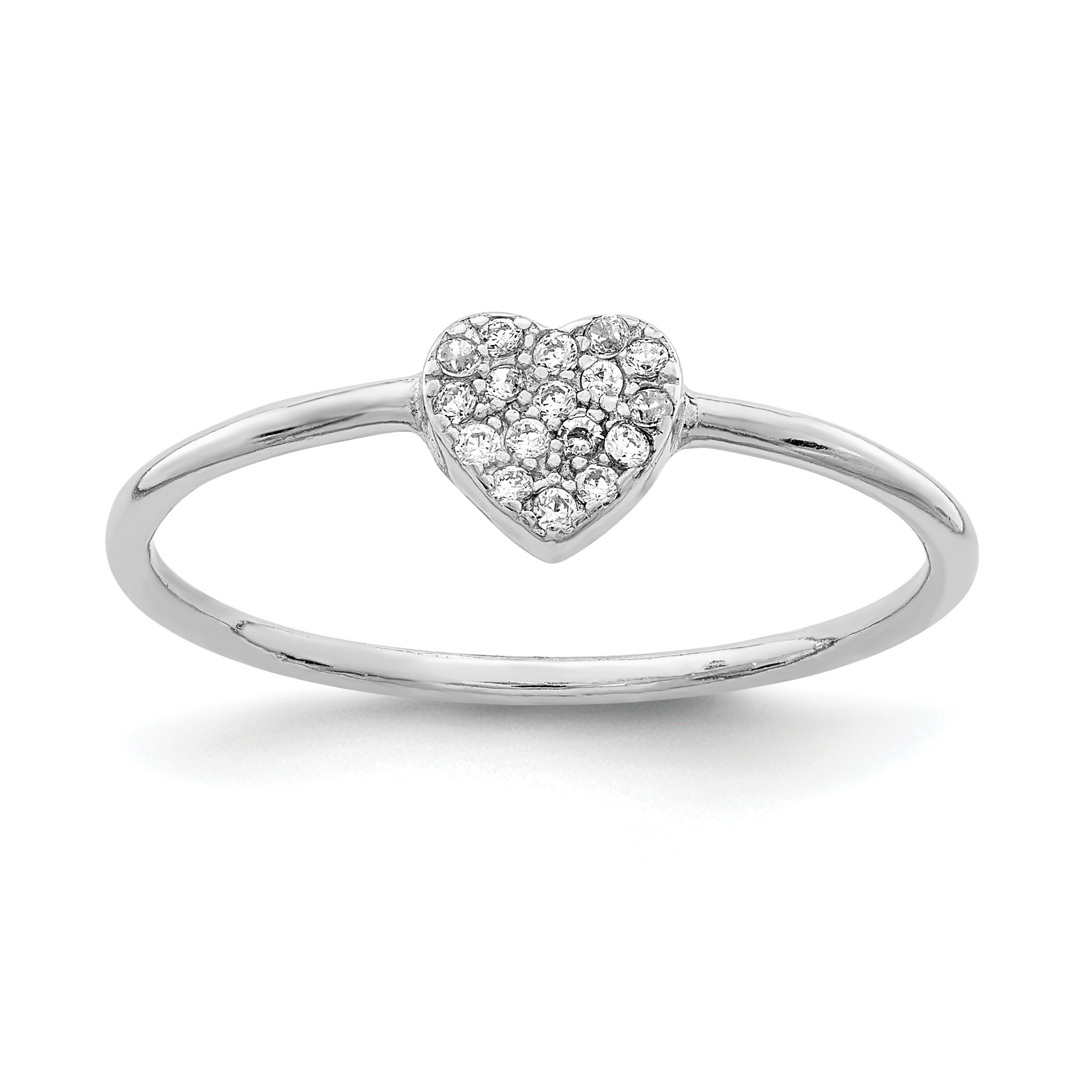 Sterling Silver Rhodium-plated Polished CZ Heart Ring (QR6275-6)