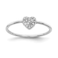 Sterling Silver Rhodium-plated Polished CZ Heart Ring view 1