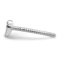Sterling Silver Rhodium-plated Polished & Textured CZ Heart Ring view 3