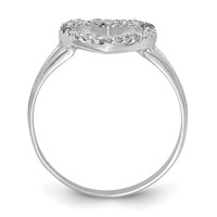 Sterling Silver Rhodium-plated Polished CZ Heart Ring view 2