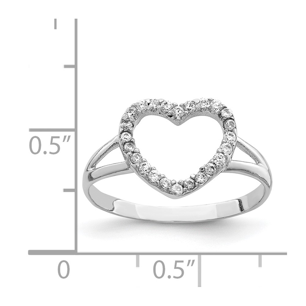 Sterling Silver Rhodium-plated Polished CZ Heart Ring (QR6277-8)