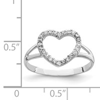 Sterling Silver Rhodium-plated Polished CZ Heart Ring view 4