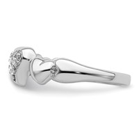 Sterling Silver Rhodium-plated CZ Heart Ring view 3
