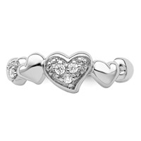 Sterling Silver Rhodium-plated CZ Heart Ring view 5