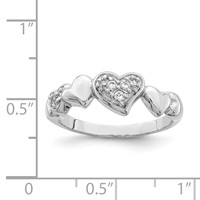Sterling Silver Rhodium-plated CZ Heart Ring view 4