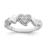 Sterling Silver Rhodium-plated CZ Heart Ring view 1