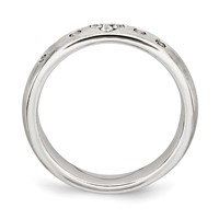 Sterling Silver Brushed CZ Heart Ring view 2