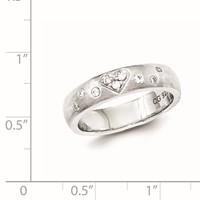 Sterling Silver Brushed CZ Heart Ring view 3