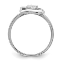 Sterling Silver Rhodium-plated CZ Double Heart Ring view 2