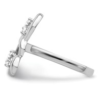 Sterling Silver Rhodium-plated CZ Double Heart Ring view 3