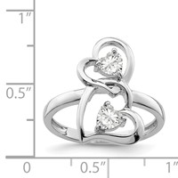 Sterling Silver Rhodium-plated CZ Double Heart Ring view 4