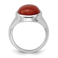 Sterling Silver Rhodium-plated Red Agate Ring view 2