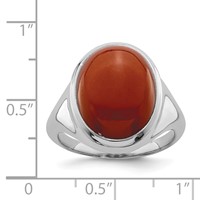 Sterling Silver Rhodium-plated Red Agate Ring view 4