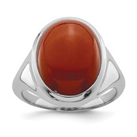 Sterling Silver Rhodium-plated Red Agate Ring view 1