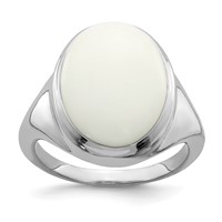 Sterling Silver Rhodium-plated White Agate Ring view 1