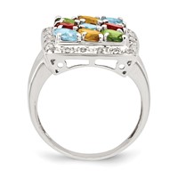 Sterling Silver Polished Multicolored CZ Ring view 2