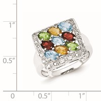 Sterling Silver Polished Multicolored CZ Ring view 3