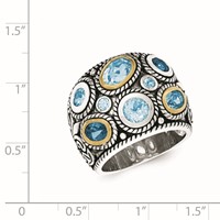 Sterling Silver RH-plated Ring with 14K Gold and Blue Topaz Fancy view 5