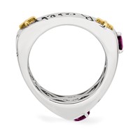 Sterling Silver Ring with 14K Rhodolite Garnet Faith Hope Love view 2