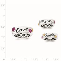 Sterling Silver Ring with 14K Rhodolite Garnet Faith Hope Love view 3