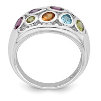 Sterling Silver Rhodium-plated Multi Gemstone Ring view 2
