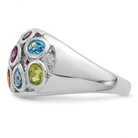 Sterling Silver Rhodium-plated Multi Gemstone Ring view 3