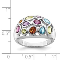 Sterling Silver Rhodium-plated Multi Gemstone Ring view 4