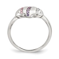 Sterling Silver Purple, Pink & Clear CZ Heart Ring view 2