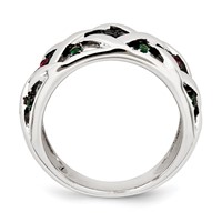 Sterling Silver Synthetic Ruby& Synthetic Blue & Green Spinel Ring view 2