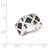 Sterling Silver Synthetic Ruby& Synthetic Blue & Green Spinel Ring view 3