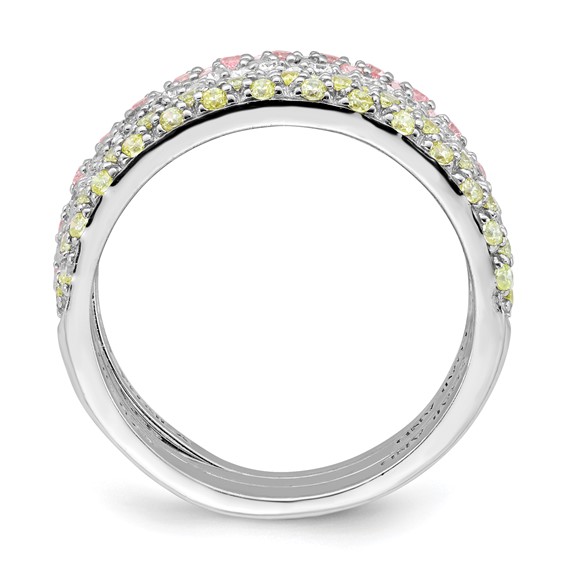 Sterling Silver Rhodium-plated w/CZ Ring Set