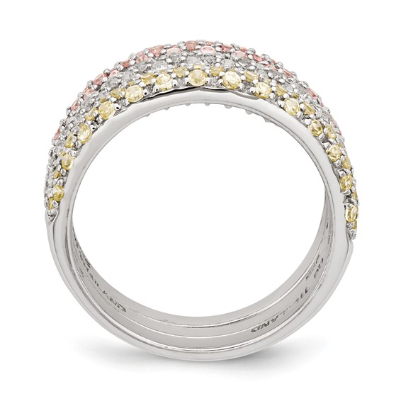 Sterling Silver Rhodium-plated w/CZ Ring Set