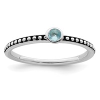 Sterling Silver Rhodium-plated with Pink & White CZ and Blue Glass Ring Set view 3