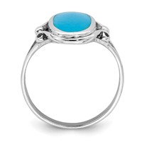 Sterling Silver Rhodium-plated Polished Synthetic Turquoise Ring view 2