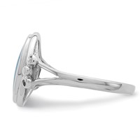Sterling Silver Rhodium-plated Polished Synthetic Turquoise Ring view 3