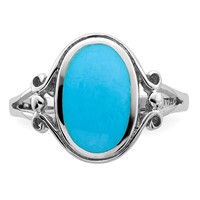 Sterling Silver Rhodium-plated Polished Synthetic Turquoise Ring view 5