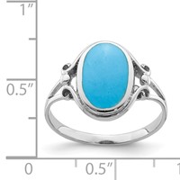 Sterling Silver Rhodium-plated Polished Synthetic Turquoise Ring view 4