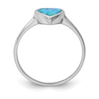 Sterling Silver Rhodium-plated Polished Heart Synthetic Opal Ring view 2