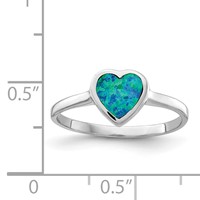 Sterling Silver Rhodium-plated Polished Heart Synthetic Opal Ring view 4