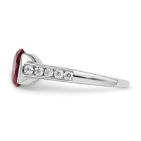 Sterling Silver Rhodium-plated Synthetic Ruby and CZ Bezel Ring view 3