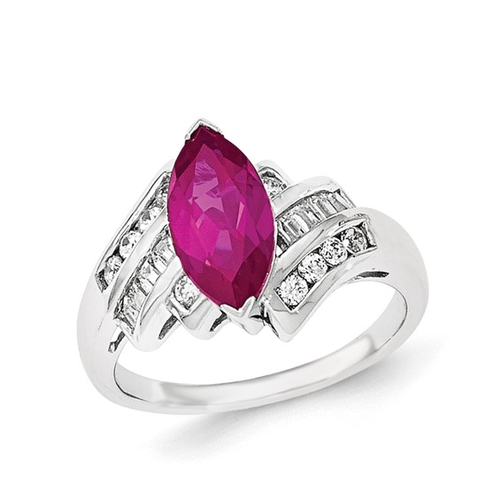 Sterling Silver Marquise Gemstone & CZ Rings