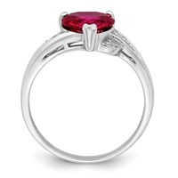 Sterling Silver Rhodium-plated CZ and Synthetic Ruby Heart Ring view 2